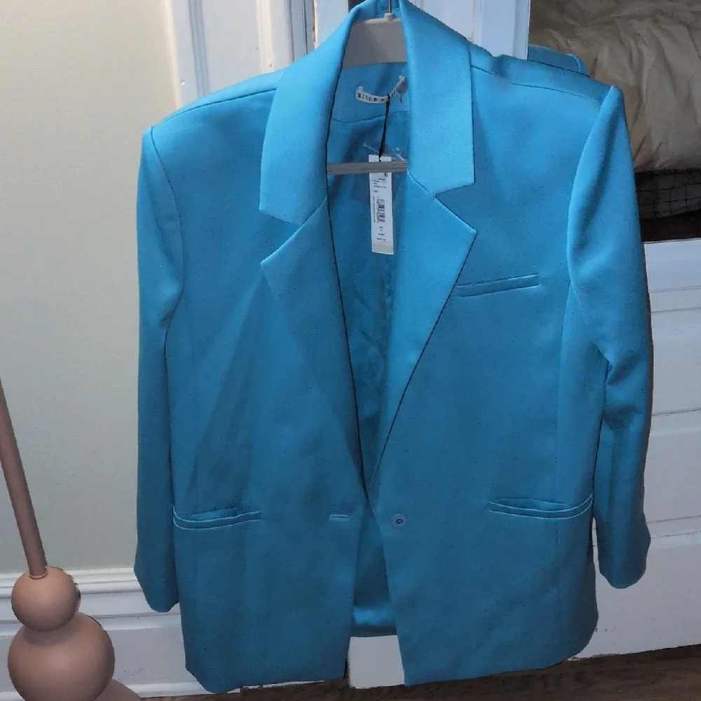 NWT Alice + Olivia Blue Blazer Sz 8 Color Ocean Floor - Picture 7 of 12